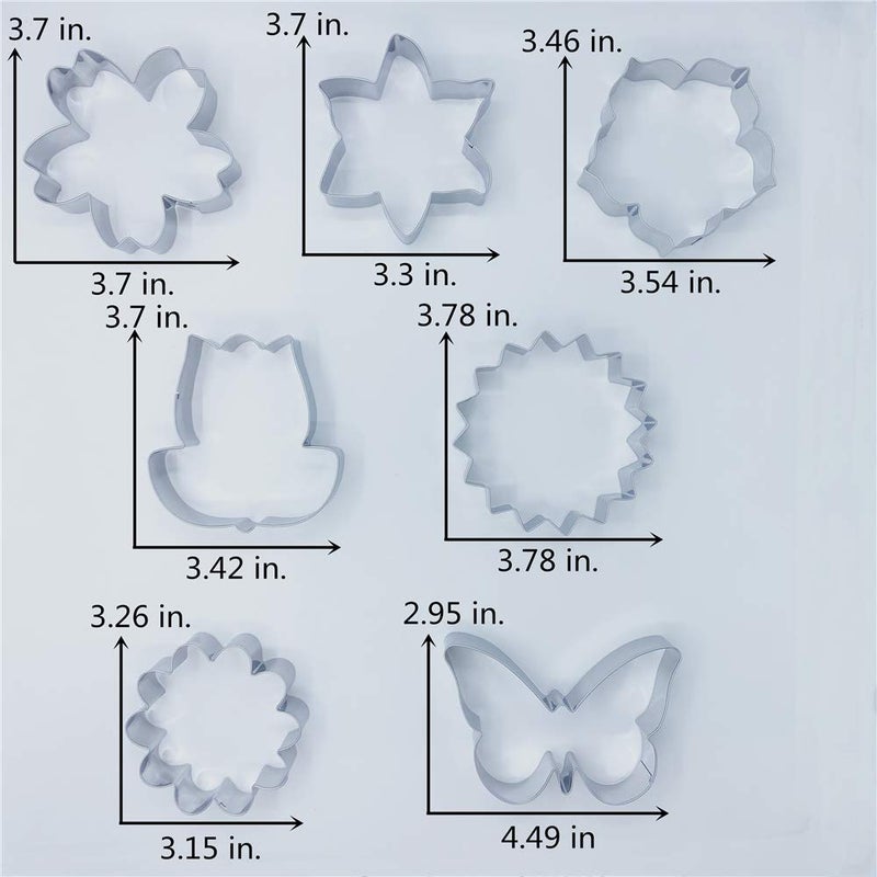 LILIAO Flowers Cookie Cutter Set - 7 Piece - Lily, Daisy, Sunflower, Cherry Blossoms, Tulip, Kapok Flowers and Butterfly Biscuit Fondant Cutters - Stainless Steel - Image 3